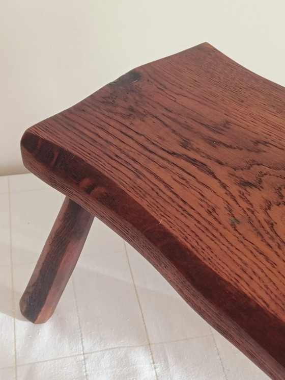 Image 1 of Vintage 1950s-1970s oak bench. Brutalist style.