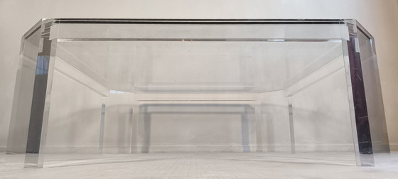 Image 1 of Wunderschöner großer quadratischer ATHENA-Couchtisch aus Acrylglas und Glas, entworfen von David Lange