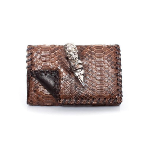 Maison Du Posh, braune Python-Clutch