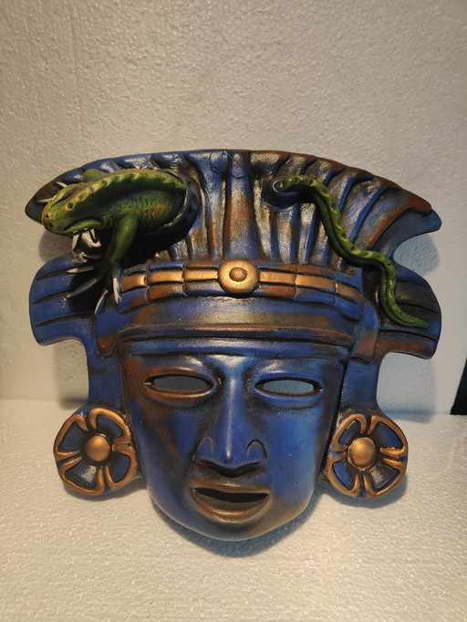 Maya masker, Maya-/Azteekse kunst, 3D-keramiek, handgemaakt