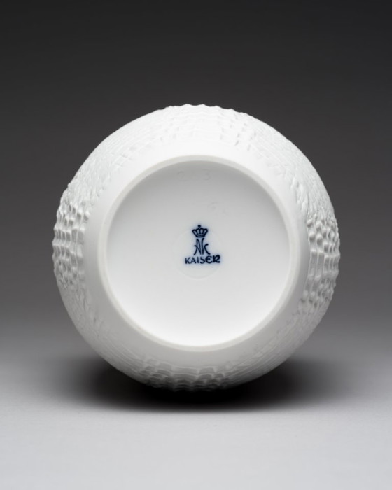 Image 1 of XL Manfred Frey Kaiser Bisque Porcelain Vase Crocodile Reptile Relief Op-Art Duo