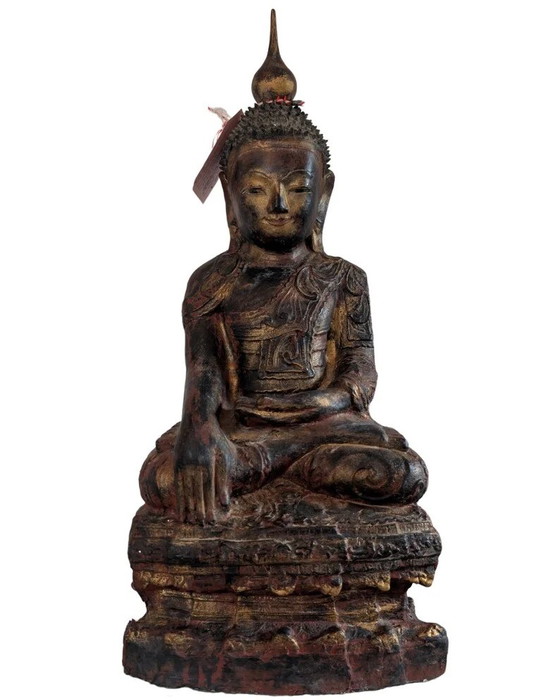 Pair of Antique Burmese Papier-Mâché Buddha Statues – Konbaung – c. 1750–1825 – Sculpture (photo 2 of 10)