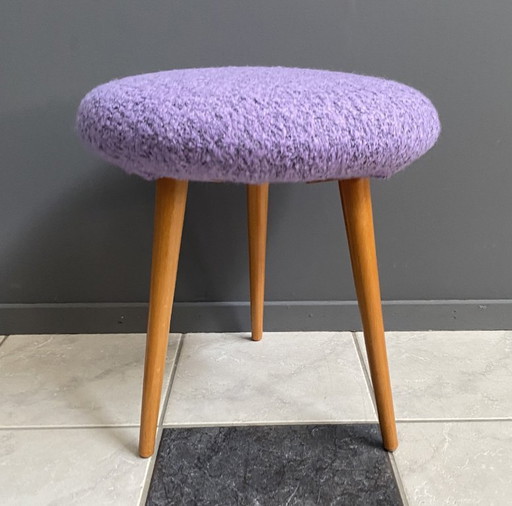 Purple wool round stool 1960s