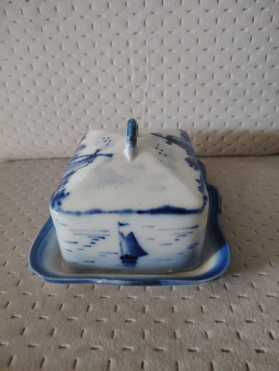 Image 1 of Burriera antica di Delft, blu, dipinta a mano, Olanda, Paesi Bassi, paesaggio