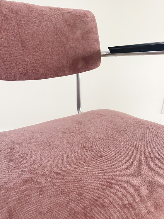 Image 1 of Sedia vintage con struttura tubolare - rivestita - stile Gispen - melanzana