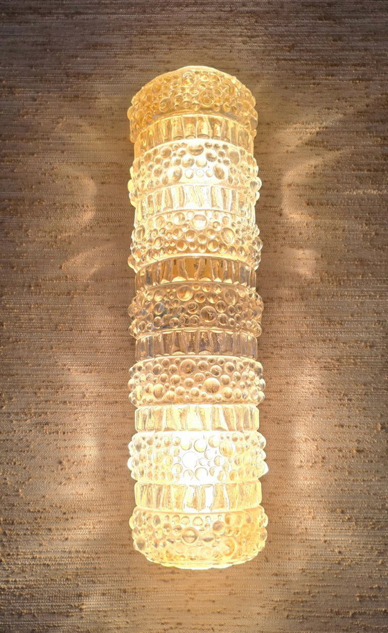 Image 1 of Par de apliques de pared de cristal con burbujas, Limburgo, Alemania, 1960/70