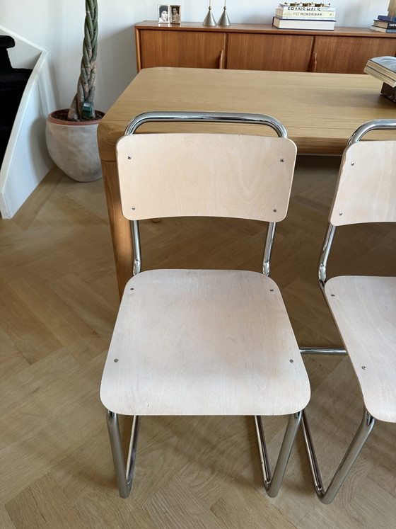 4x Gispen 101 Buisframe Stoelen – Eetkamerstoelen, Metal, Wood (photo 11 of 14)