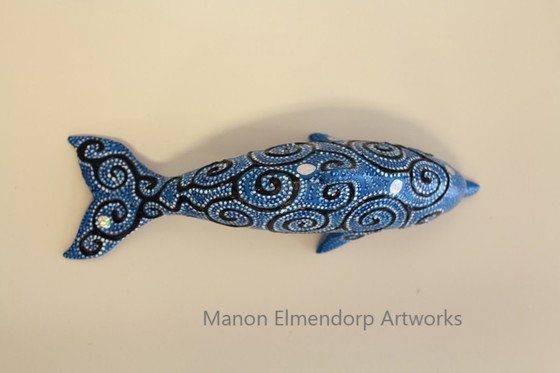 Image 1 of Hand-painted "Little Blue Dolphin" New Art