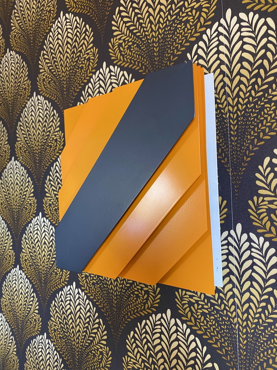 Image 1 of Set di 2 applique Op-Art di Hillebrand Space Age Vintage anni '70 Arancione