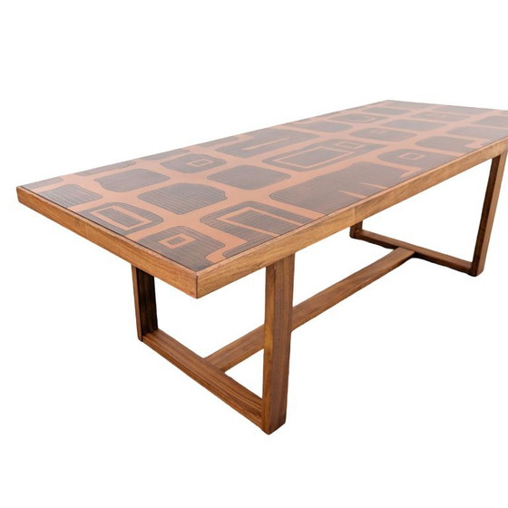 Original Jean Blazy Design Coffee table 1950 Copper – Wood (photo 7 of 7)