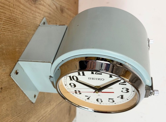 Image 1 of Vintage grijze Seiko Maritime dubbelzijdige wandklok, jaren 80
