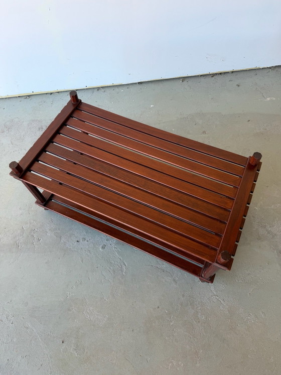 Slatted pine coffee table Scandinavian design vintage 70s, Wood, Brown (photo 7 of 12)