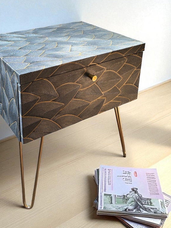 Image 1 of Vintage bedside tables covered with elegant embossed leaves | The Vintage Vibe