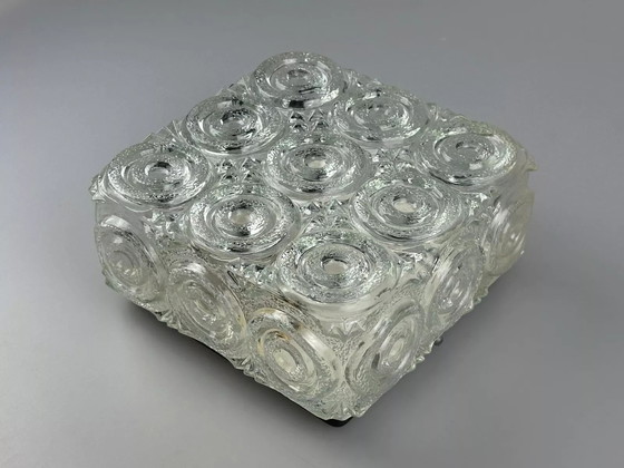 Image 1 of Lampada da soffitto anni &#39;60-&#39;70 Glashütte Limburg Germania Plafoniere in vetro e metallo