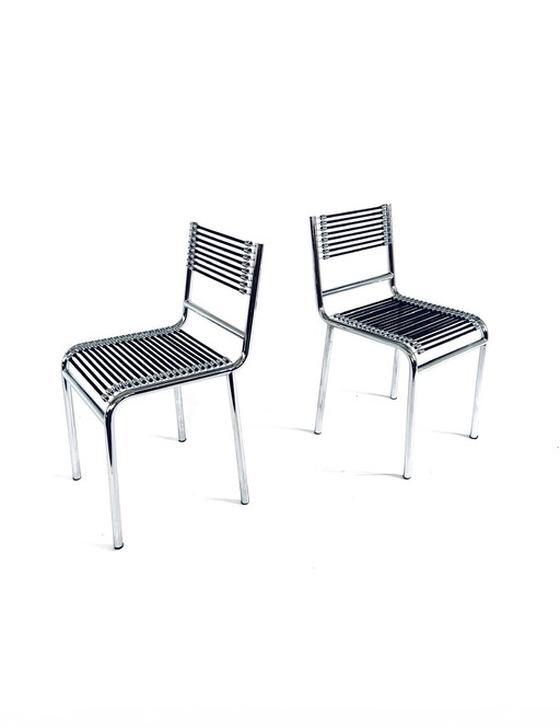 2x chaise de salle à manger 'Sandows', René Herbst '70