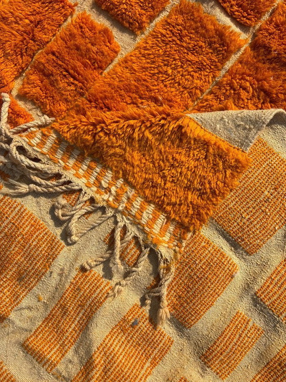 Image 1 of Oranje Marokkaans wollen tapijt 200x300 cm- Handgemaakt geometrisch tapijt - Eigentijds Berber tapijt