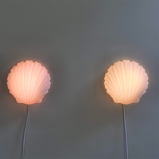 Image 1 of Pair Glashütte Limburg Shell Wall Lamps