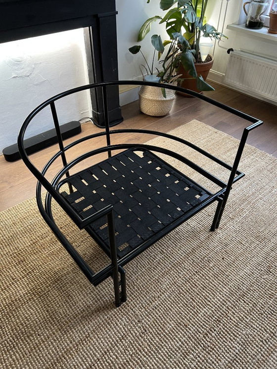 Image 1 of Poltrona lounge vintage Harvink – Struttura in metallo pesante – Design olandese – Pieghettata