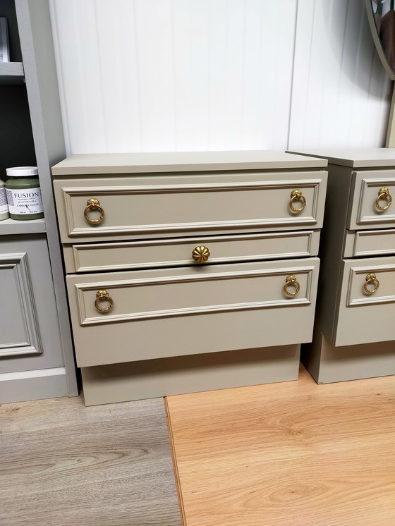 Image 1 of Coiffeuse vintage avec 2 tables de chevet