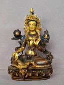 Tara Verte – Bronze patiné – Gold Face