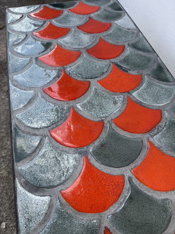 Image 1 of 1950s ceramic coffee table with scale pattern