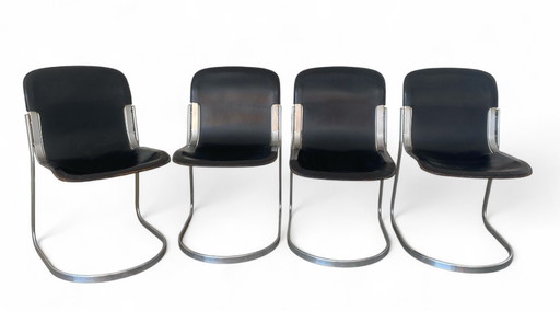 Lot de 4 Chaises Vintage Willy Rizzo pour Cidue – Design Années 70