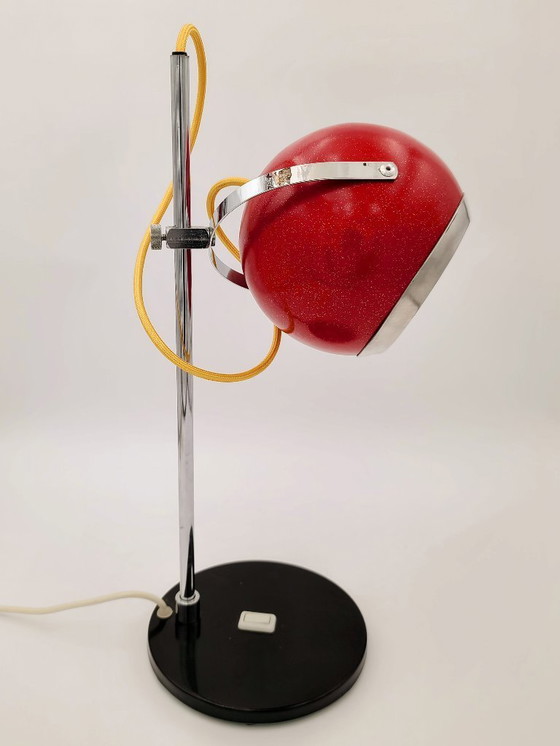 Image 1 of Großer 60er Jahre Aluminor Eyeball - restauriert rot glitzernd Pop Space Age