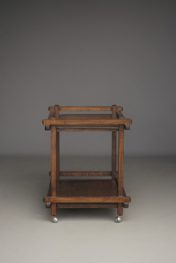 Image 1 of Chariot à thé moderniste en chêne. 1950s