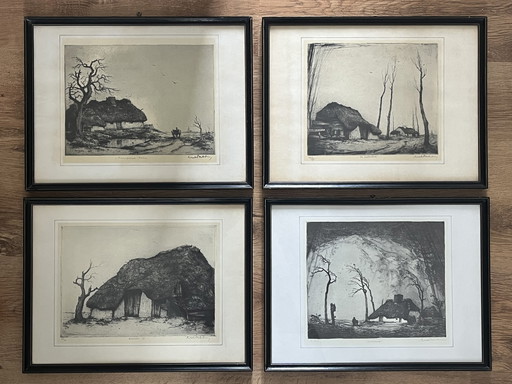 4 etchings by Dirk Baksteen – signed and numbered