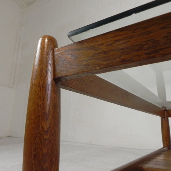 Image 1 of Scandinavische salontafel met glazen blad, jaren '60