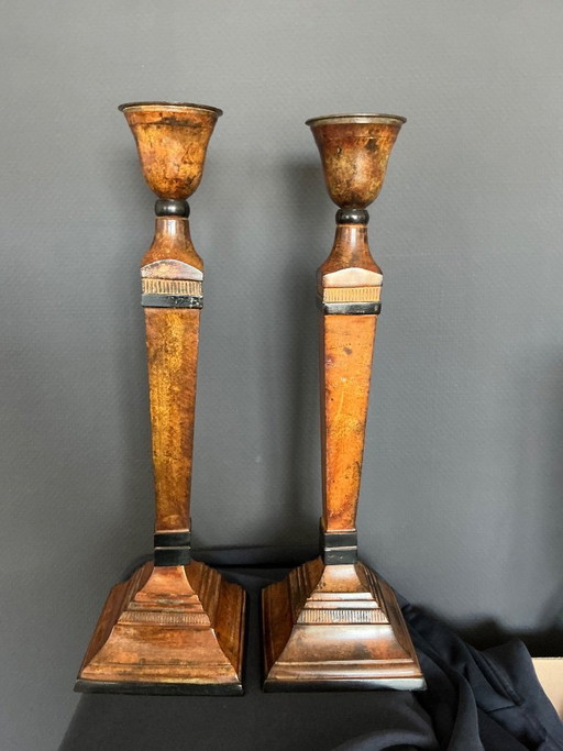 2 mooie bronzen kandelaars 