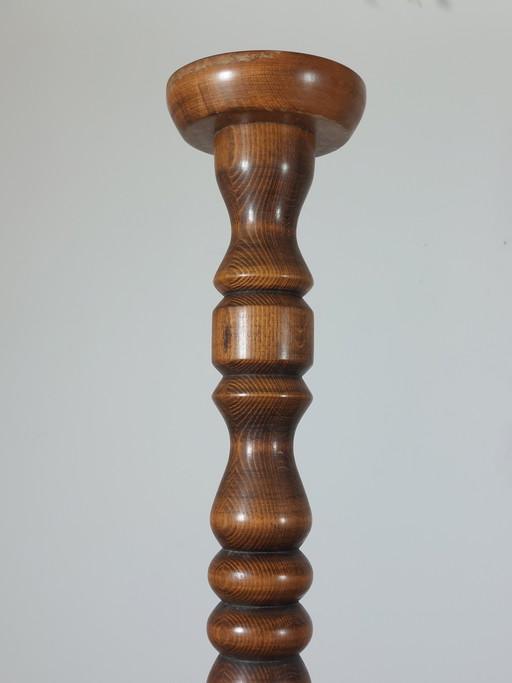 Columna floral de madera torneada de estilo vintage