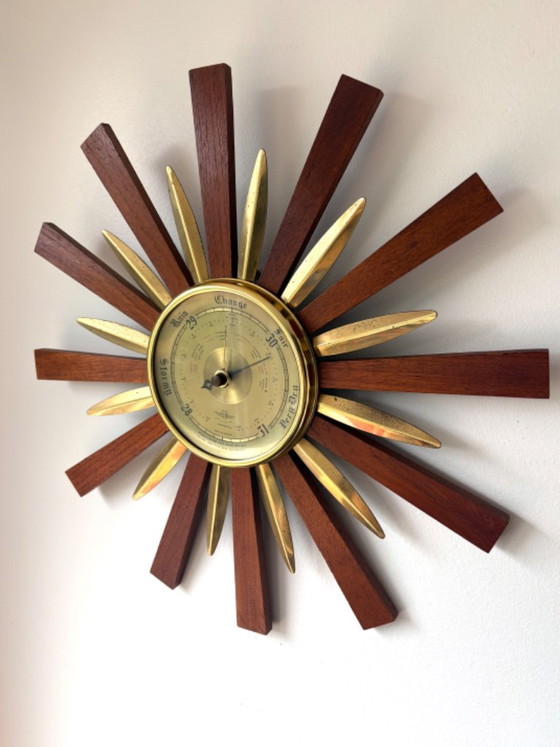 Beautiful vintage MCM starburst or sunburst barometer 60s – Clocks, Wood (photo 3 of 7)