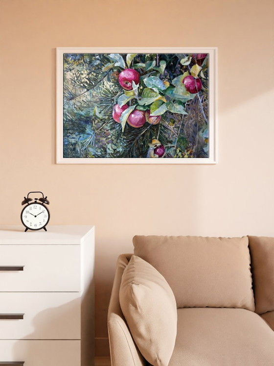 Peinture à l'huile originale Art contemporain Septembre Forêt Pommes du paradis – Peintures et dessins, Canvas (photo 3 of 7)