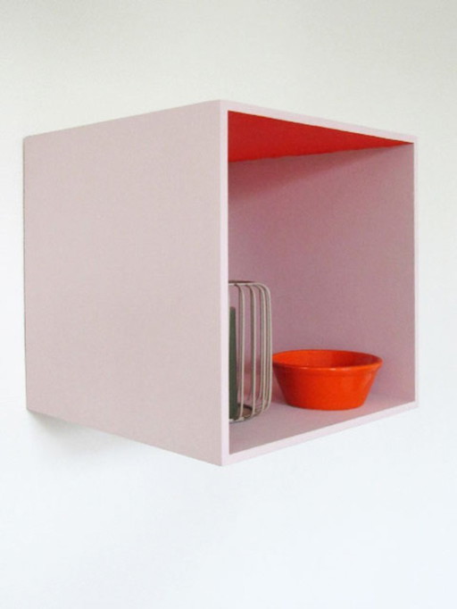 % SALE % -- Box - vintage wooden wall shelf (orange)