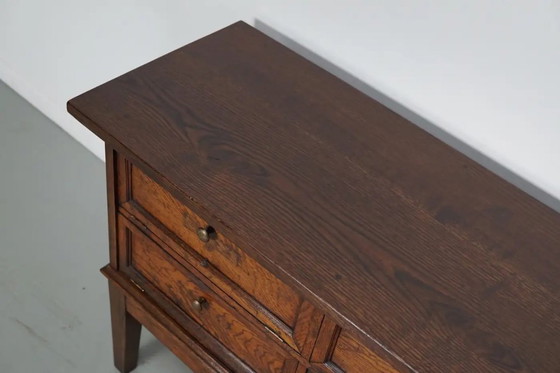 Image 1 of Armoire de pharmacie/classeur ancienne en chêne français, avec portes à charnières, début du XXe siècle