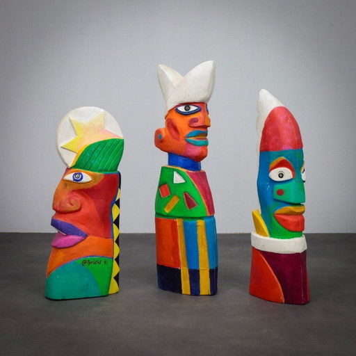 Group of Unique Vibrant Sculptures by Clemens Briels, Netherlands 1990s