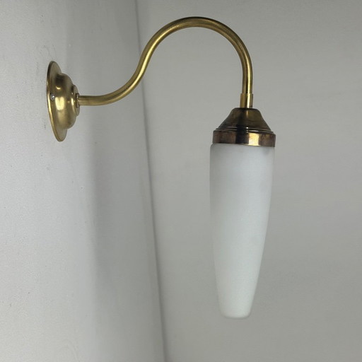 Antique Vintage Opaline Swan Neck Wall Sconce