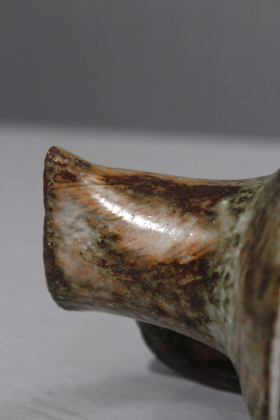 Image 1 of Olivier Pettit Lamp base in chamotte clay with incised geometric decoration, 1960s