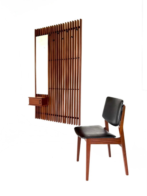 Vintage XL Teakholz Latten Kleiderständer, Deutschland '60er