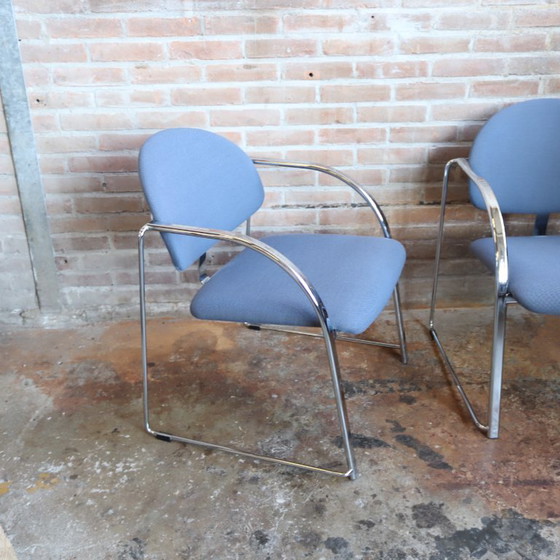 Image 1 of Vintage postmodern armchairs chrome blue lilac