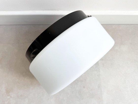 1x Vintage Ronde Wit Glazen + Bakeliet Plafonniere / Plafondlamp – Plafondlampen, Glass, Plastic (photo 3 of 7)