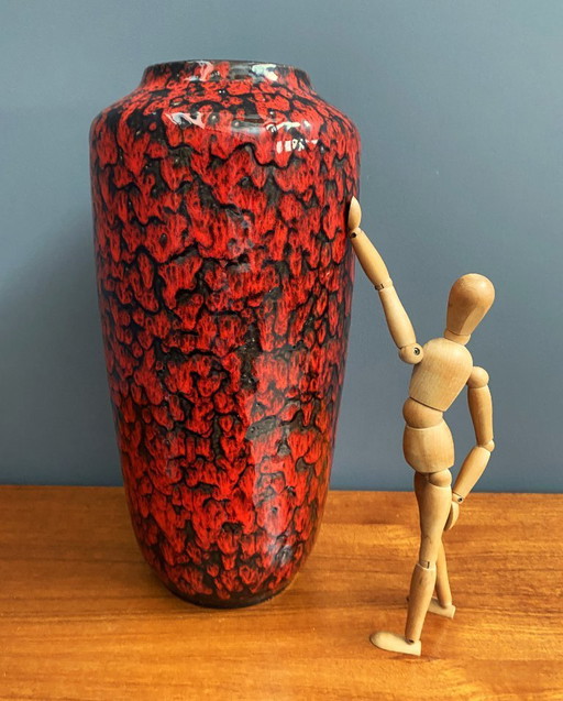 Red and Black large vase by Scheurich model 517-45 west Germany
