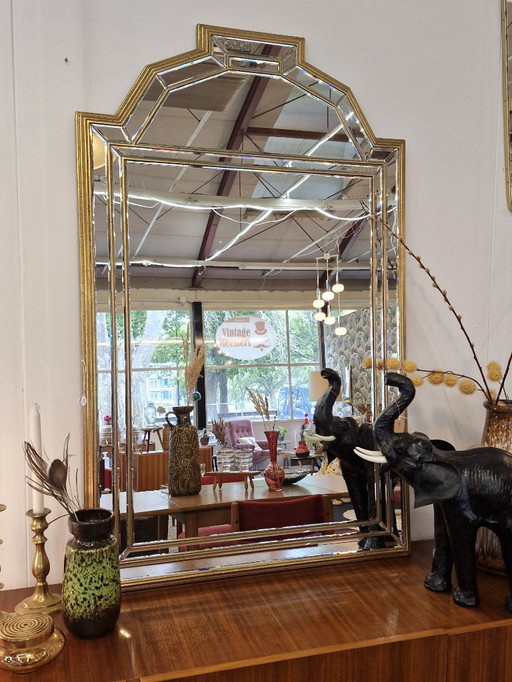 Vintage Deknudt mirror brass facet cut