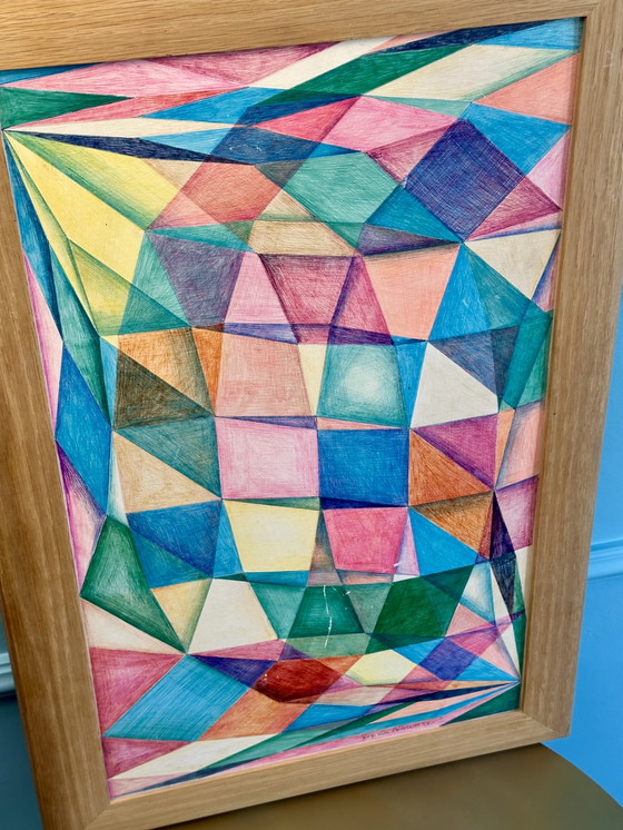 Image 1 of Peinture abstraite multicolore de Joop van Bossum 30 x 50 cm