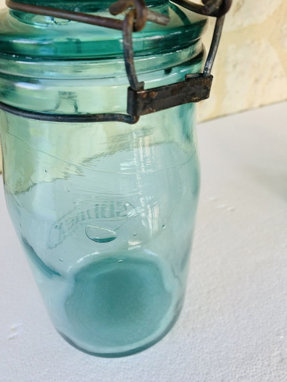 Image 1 of Pots en verre turquoise de Solidex, 1940s, ensemble de deux.