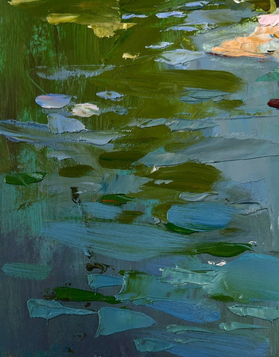 Image 1 of Original Oil Painting Summer River Landscape Fishermen resting near the shore