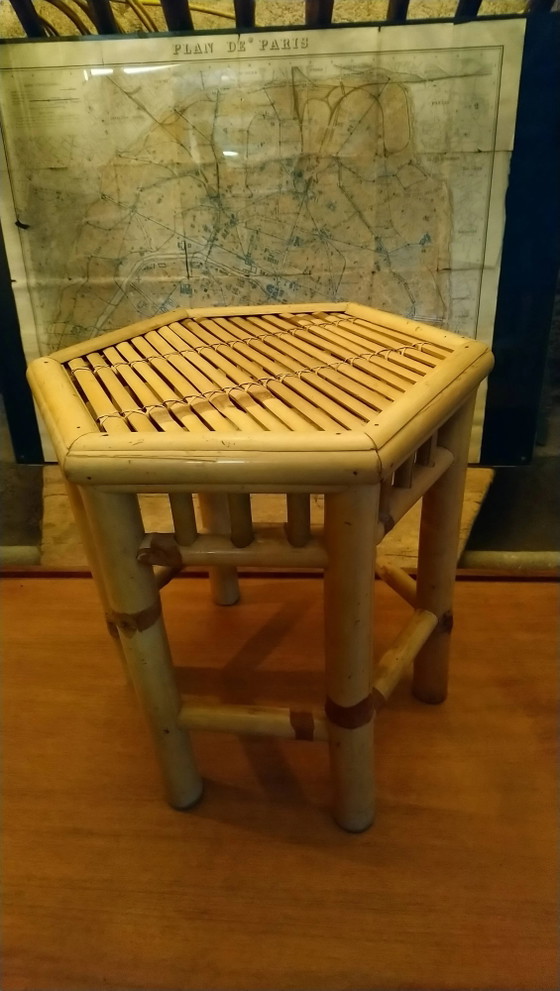 Beistelltisch, Hocker, Bambus-Pflanzenständer – Beistelltische, Bamboo, Vintage (photo 3 of 13)