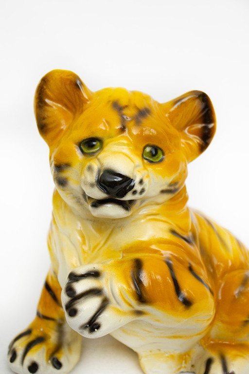 Vintage ceramic tiger statue