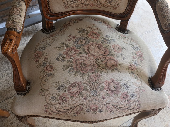 Image 1 of 2 classic armchairs in elegant Louis XV style.